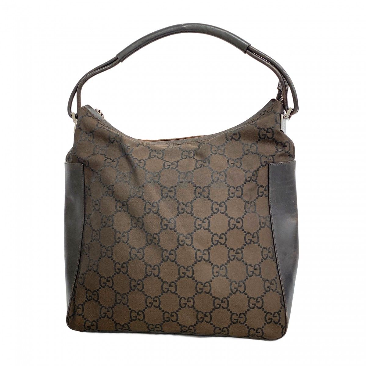 5de6682 グッチ ショルダーバッグ GGナイロン 001 3770 ナイロン ブラウン シルバー金具 レディース