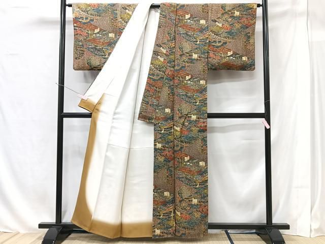 平和屋着物●上質な小紋　霞間道　暈し染め　正絹　逸品　DABA1181ps 平和屋着物□上質な小紋 本草木染 作家物 霞文 暈し染め