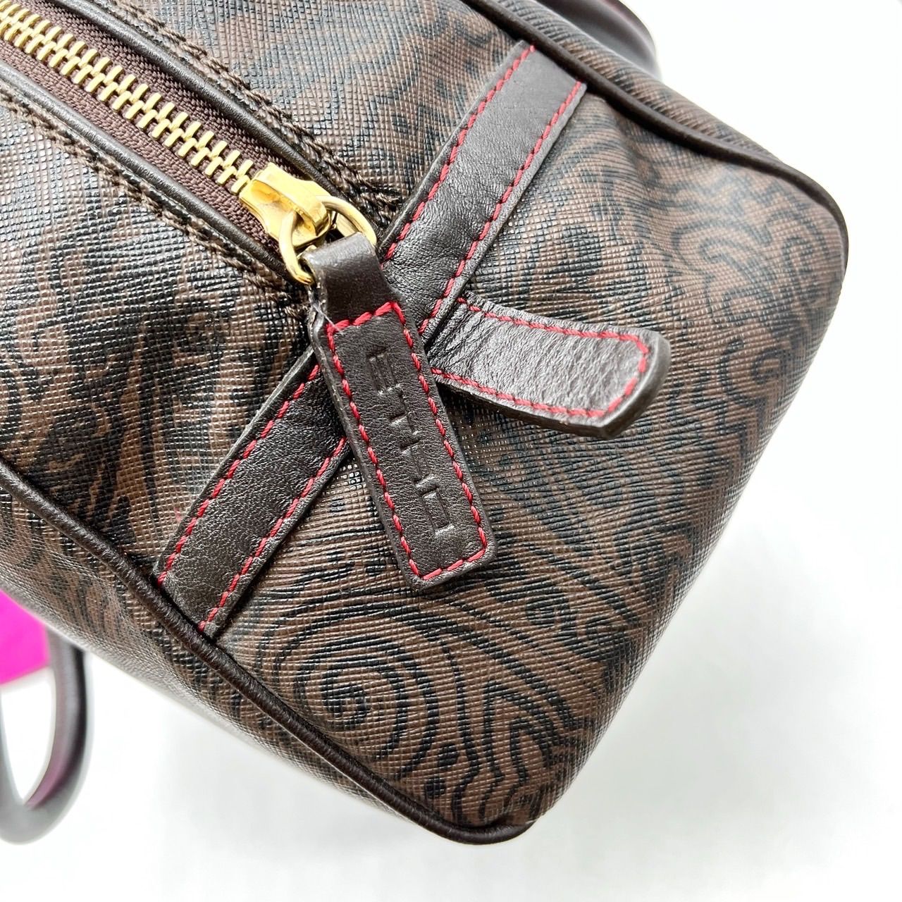 美品】 ETRO エトロ ハンドバッグ ミニ ペイズリー柄 PVC レザー 革 