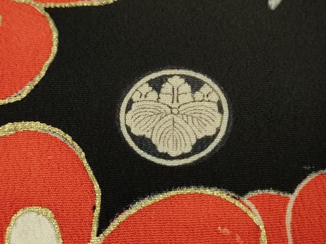 平和屋本店□極上 アンティーク 大正ロマン 振袖 駒刺繍 飛鶴檜扇花