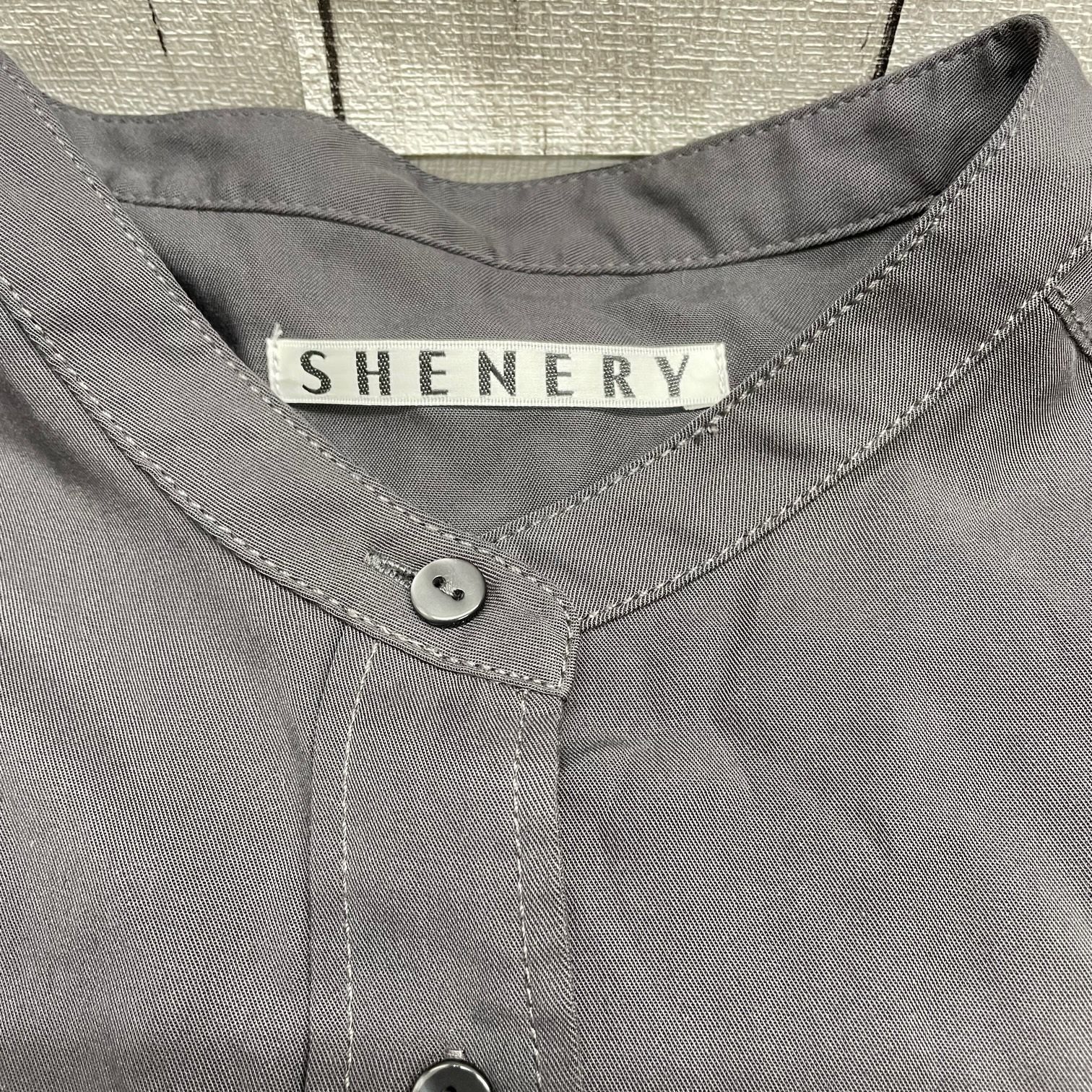 ブルーサイズFREE状態【SHENERY】サイドボタンテンセルライクシャツ