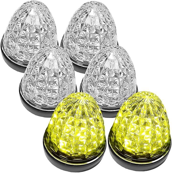 Customize 24V トラック用 LED マーカーランプ サイド クリスタルカット仕様 16LED 汎用 クリアレンズ イエロー( クリアレンズ イエロー，  6個)