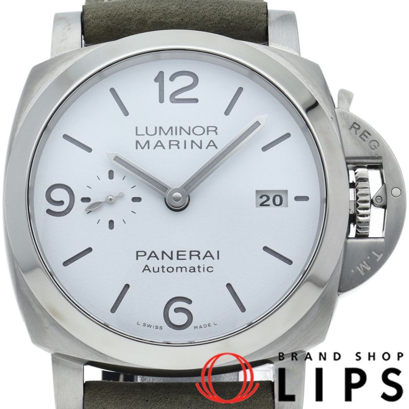 パネライ ルミノールマリーナ 44mm PAM01314 箱 保証書 バンド SS/革 メンズ時計 ホワイト 仕上げ済  美品 【
