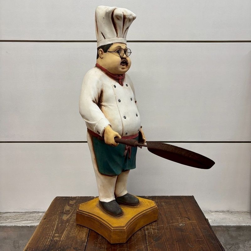 レトロ コックさん 人形 輸入品 高さ77cm シェフ 恰幅の良い メガネ
