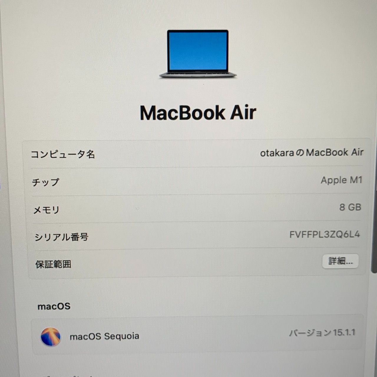 55.【充放電回数11回】Apple MacBook Air(M1 2020) Retina