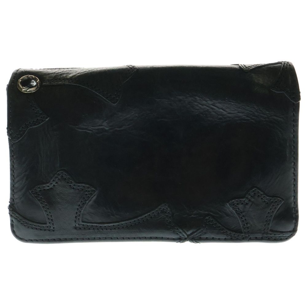 CHROME HEARTS クロムハーツ 1ZIP 1ジップ スターボールボタン クロスパッチ付き レザーウォレット ブラック