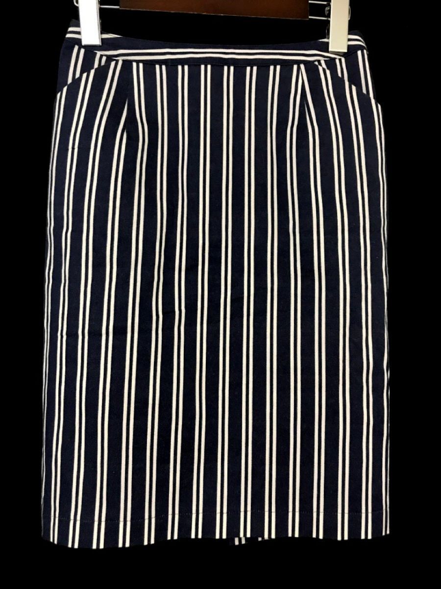 UNITED ARROWS ユナイテッドアローズ ストライプ タイト スカート size36/白ｘ紺 ◇■ レディース