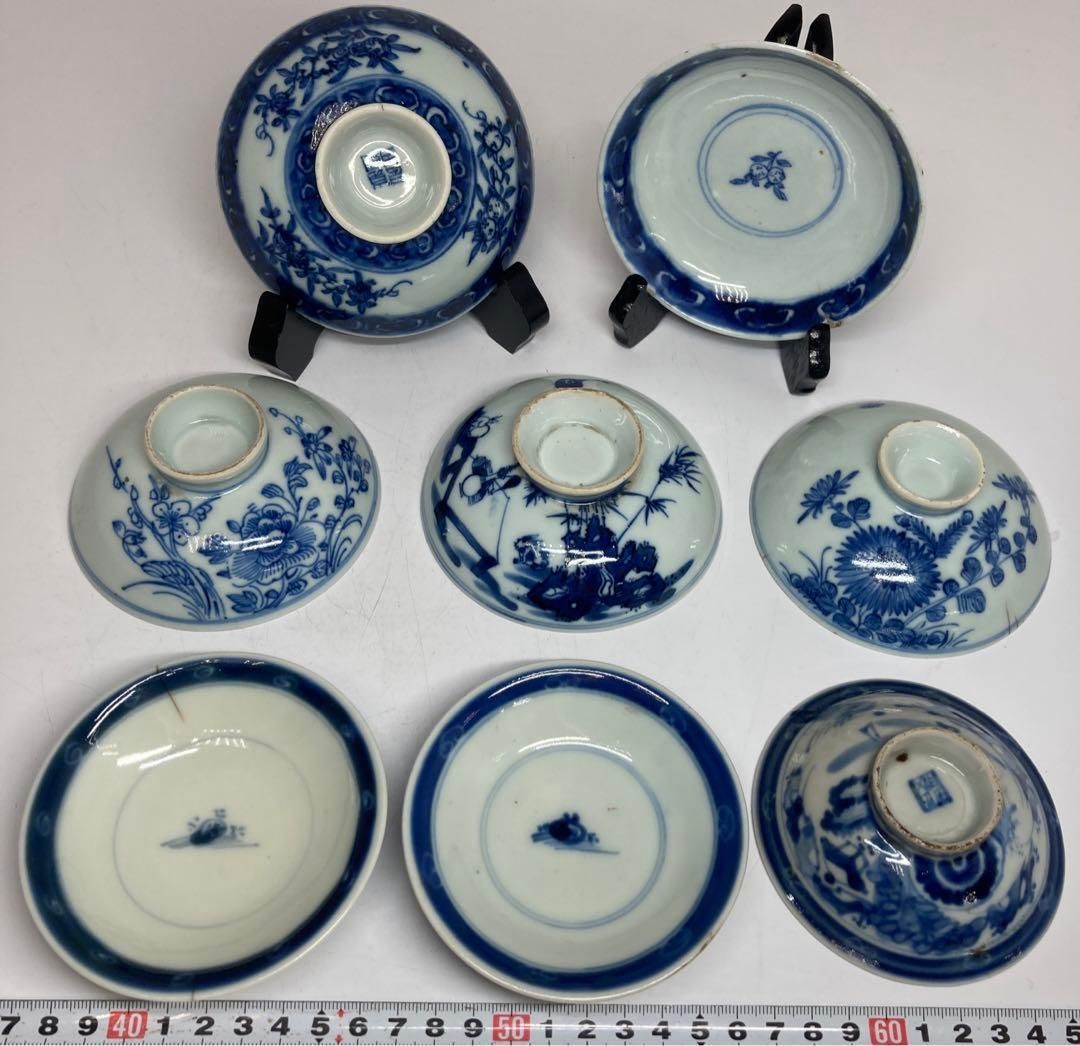 中国清朝期 古染付 新渡 青花盃 東H5-0822①タトチ