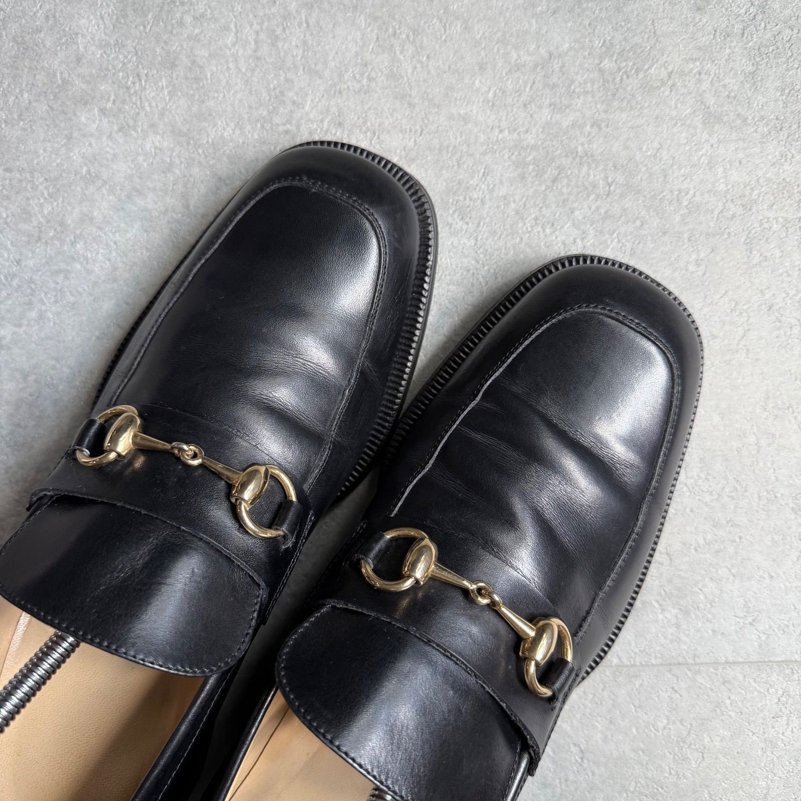 美品 GUCCI グッチ ホースビットローファー スクエアトゥー ブラック 