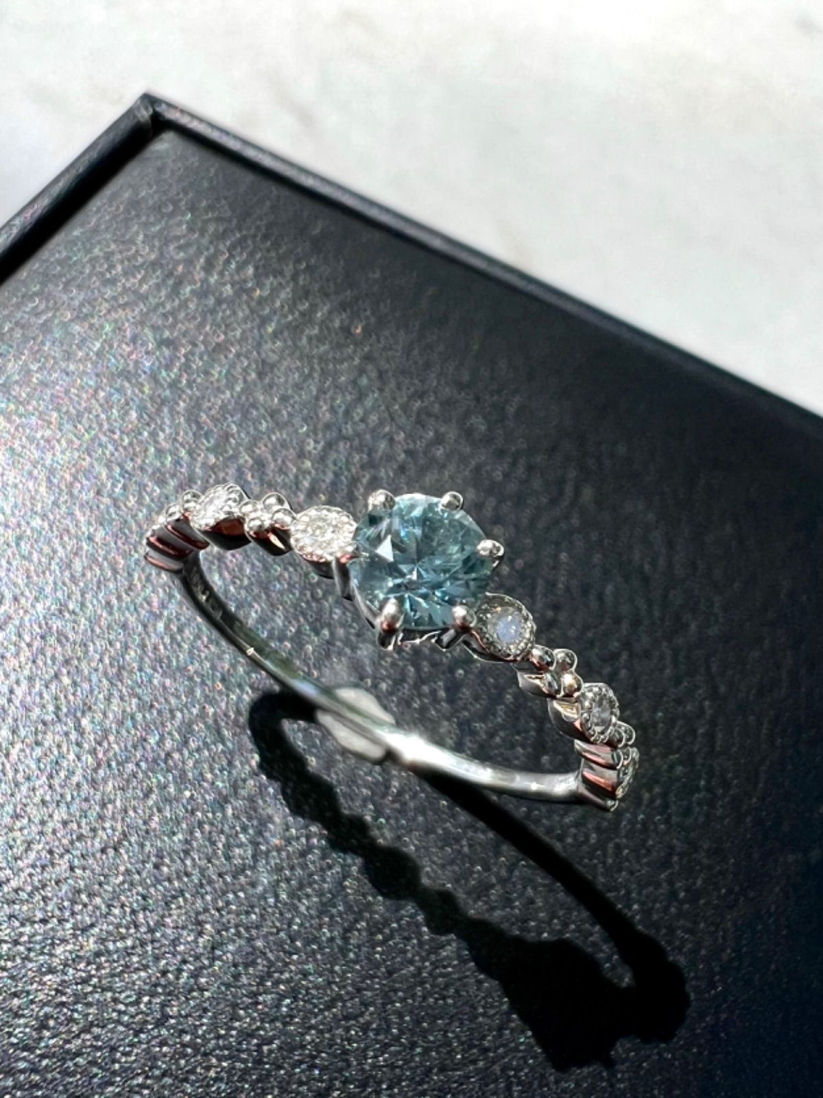 ミキモト K18YG サファイア ダイヤモンド リング 0.13ct D0.24ct