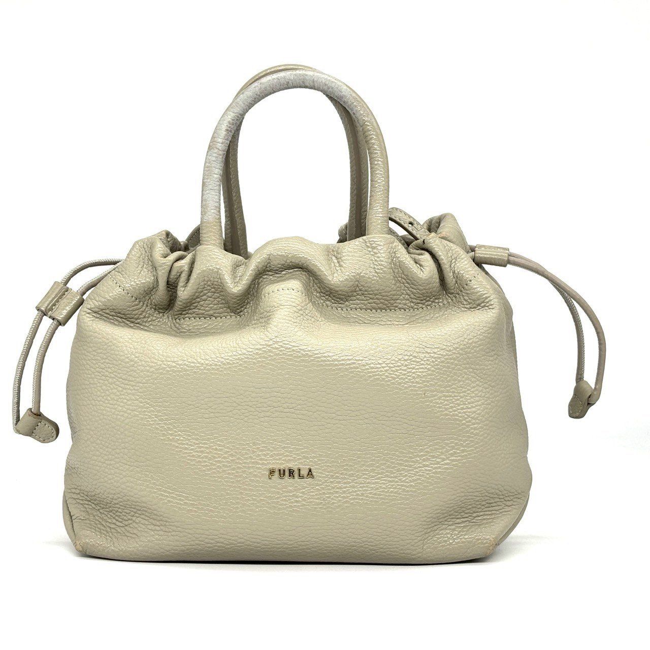 極美品　FURLA　フルラ　ショルダーバッグ　巾着　グレー　レザー　7 FURLA フルラ バッグ レディース バケットバッグ ショルダー