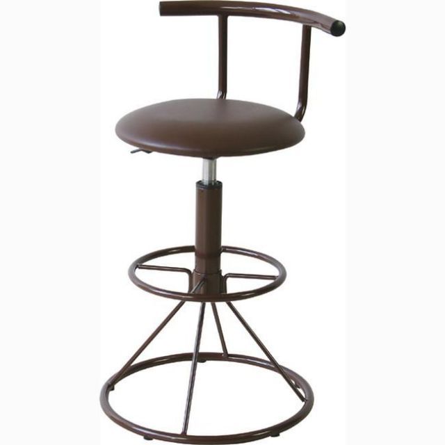 本物保証，人気キリク キッチンハイチェア 【ブラウン】 スチール(粉体塗装) ソフトレザー ダイニングチェア