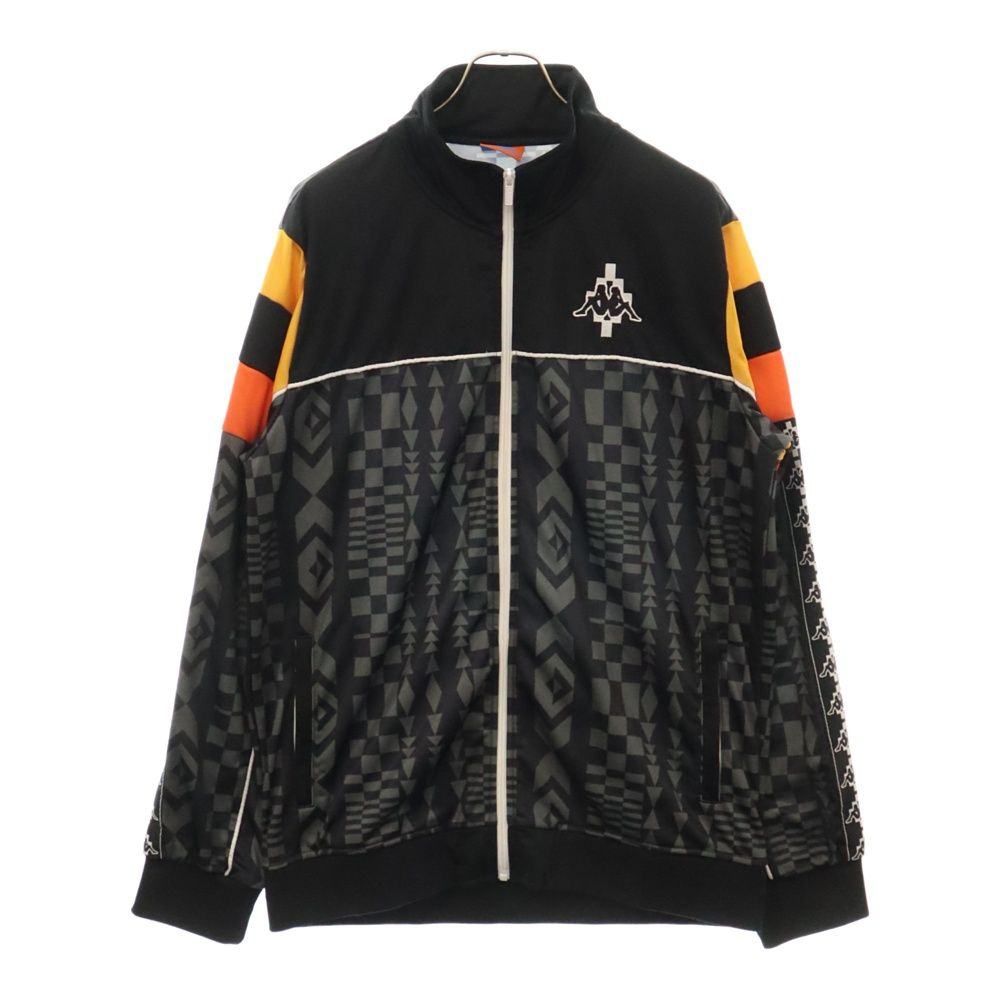 MARCELO BURLON (マルセロバーロン) 23AW ×kappa カッパ ロゴ刺繍トラックジャケット ジップアップジャケット ジャージ ブラック CMBD013S23FAB001