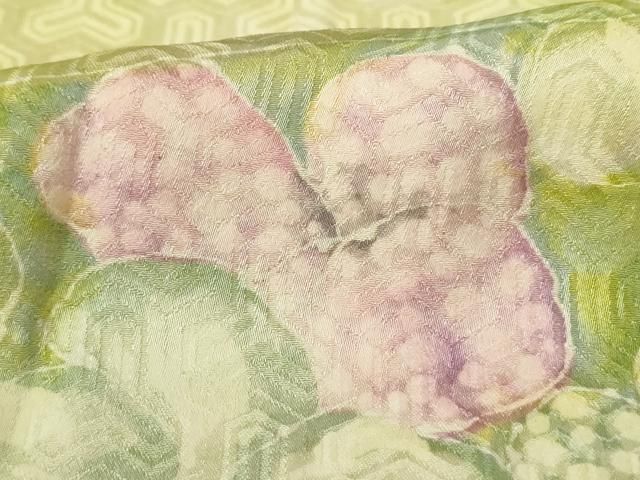 平和屋着物○上質な小紋 型染め 風景花蝶間道 正絹 逸品