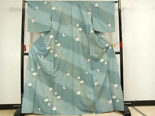 平和屋着物▽小紋 単衣 草花文 洗える着物 AAAZ1536fy