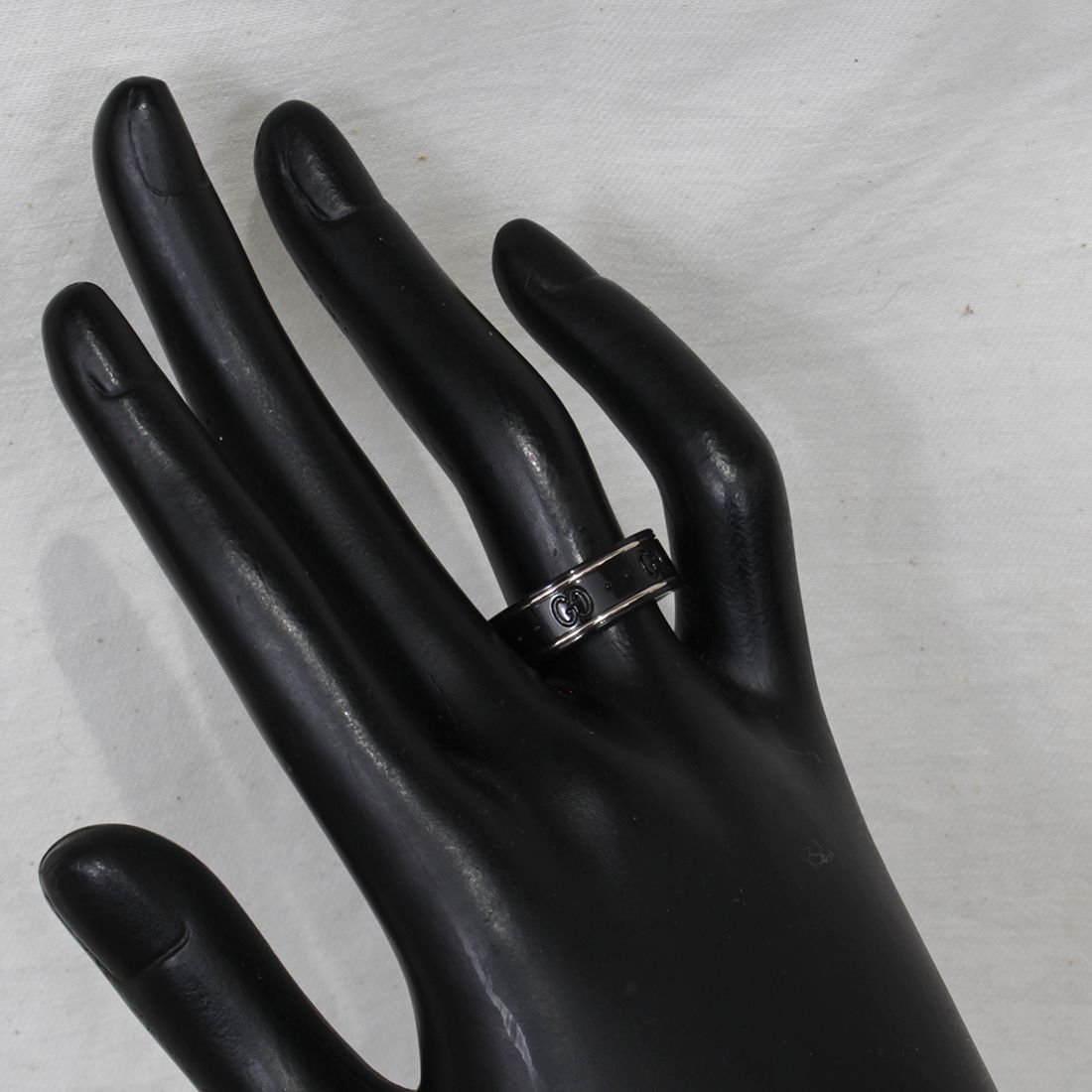 GUCCI グッチ アイコンリング 黒セラミック 14号(表記15) K18WG 指輪