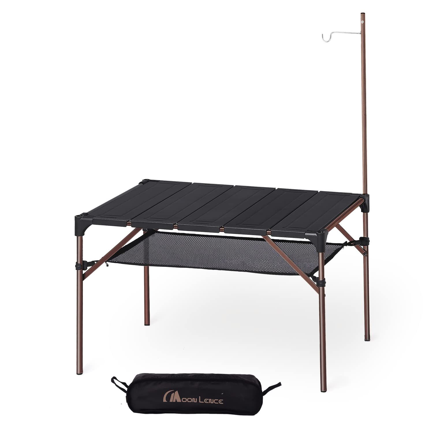キャンプ テーブル アルミ Lence ロールテーブル ランタンハンガー付き アウトドア ハイキング Moon BBQ 折りたたみ式 コンパクト 超軽量