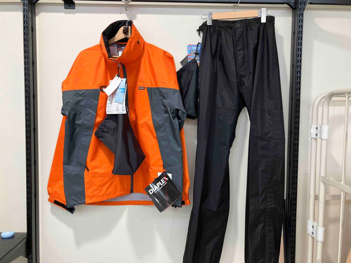 AITOZ × TULTEX アイトス × タルテックス レインウェア 全天候型ジャケット 上下セット L オレンジ　ナイロン 防水 メンズ タグ付き
