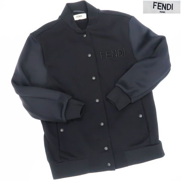 FENDI スタジャン ボンバージャケット コットン 黒 #38 ストライプ 