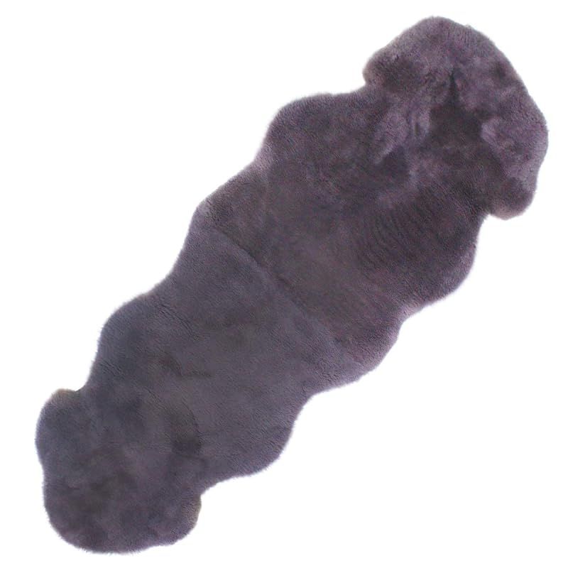 ムートンラグ 天然 オーストラリア産 短毛 2匹物 ラグ モーブグレー 65×185cm 洗える 日本製 NJ0297 0