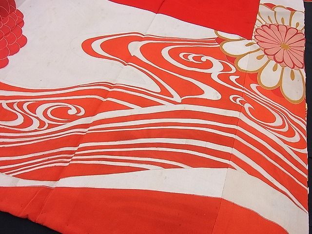 平和屋本店□極上 アンティーク 大正ロマン 振袖 駒刺繍 飛鶴鳳凰菊花