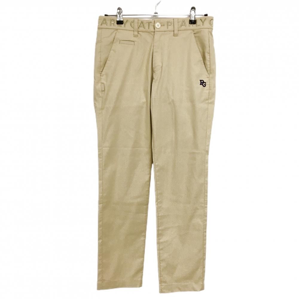 超 パーリーゲイツ パンツ ベージュ 地模様 ベルト部ロゴ刺しゅう メンズ 3 S ゴルフウェア 2025年モデル PEARLY GATES