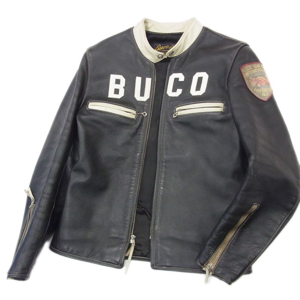  馬革●Buco ブコ THE REAL McCOY'S ホースレザー ライダース ジャケット J100 革ジャン トラックレーサー メンズ 38 ブラック