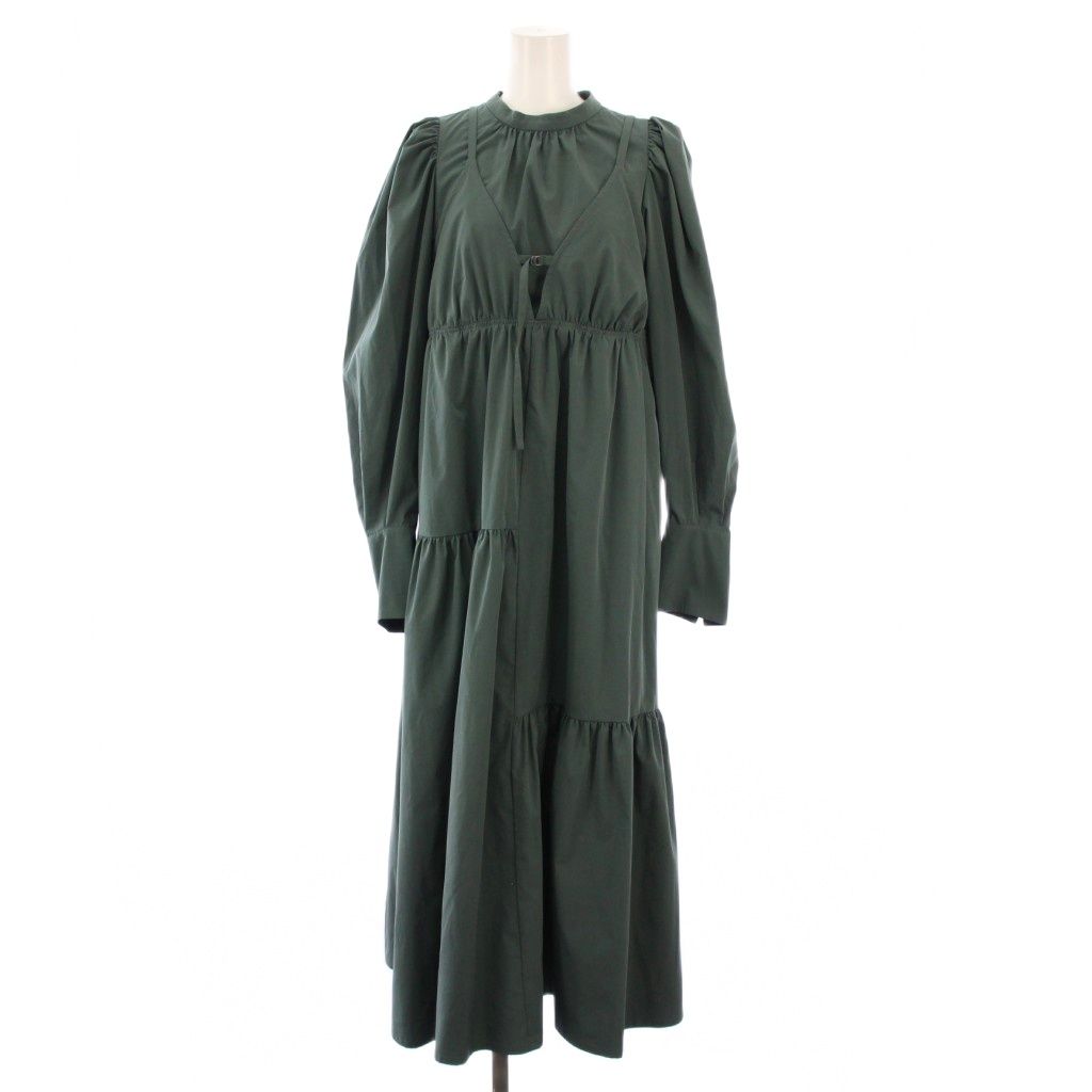 アウラアイラ AULA AILA フ ワンピース マキシ ロング 長袖 レイヤード ワン 0 緑 グリーン 1233-03020 BB