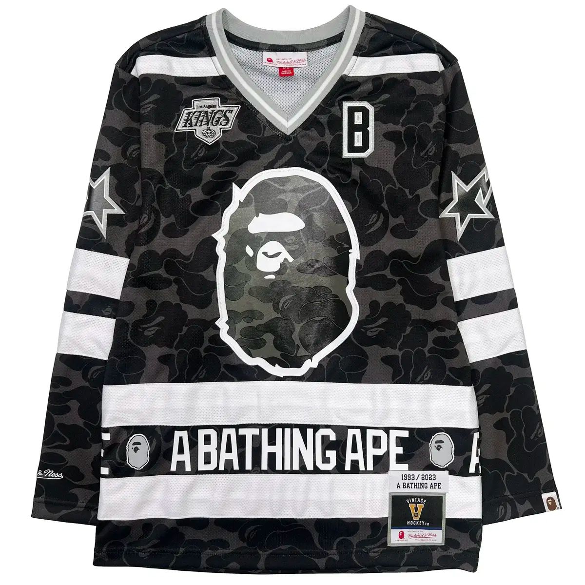 【雷市場（ポンジャン）商品韓国直送】A BATHING APE(アベイシングエイプ) X ミッチェル・エンネス 24SS NHL メッシュ ホッケー 長袖 ロングスリーブ ジャージ ティー （ M ）