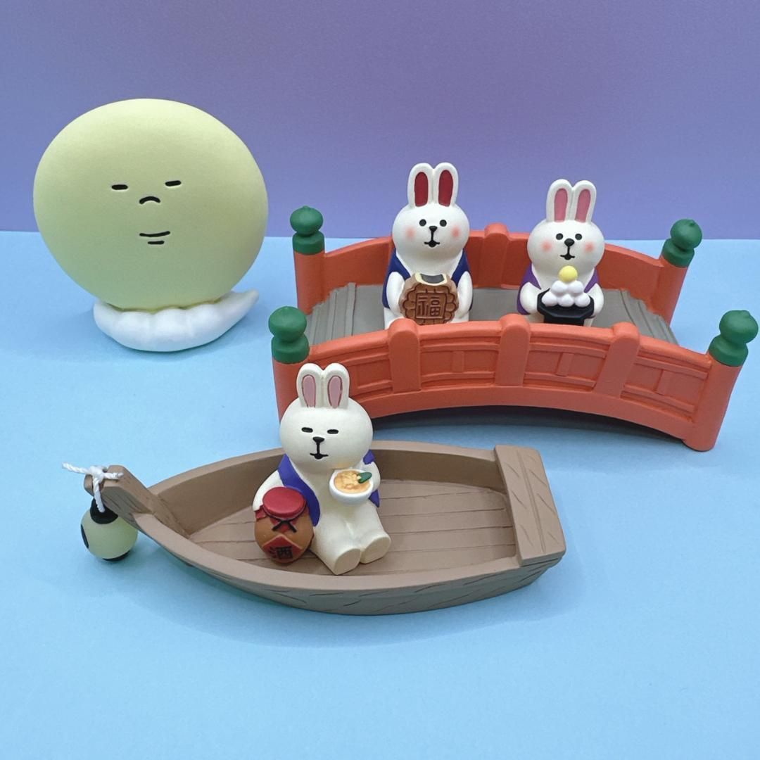 満月＆橋＆月見舟＆ぽっちゃりうさぎ＆こどもうさぎ月見団子＆桂花酒うさぎ 満月＆橋＆月見舟＆ぽっちゃりうさぎ＆こどもうさぎ月見団子＆桂花酒