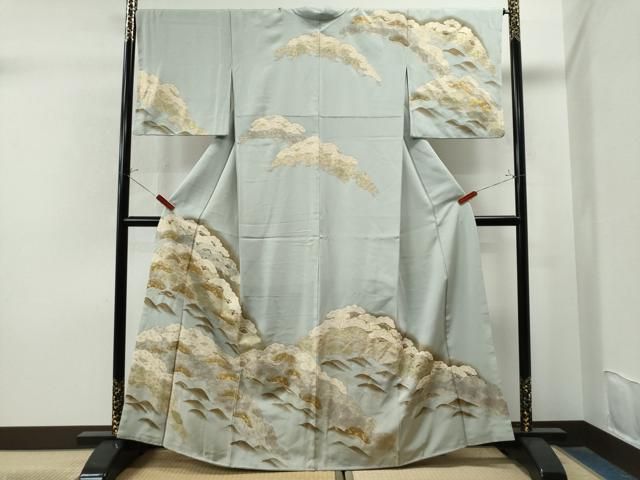 平和屋着物●訪問着　駒刺繍　浜松文　暈し染め　金彩　正絹　逸品　CAAS7517yc 平和屋着物○訪問着 駒刺繍 浜松文 暈し染め 金彩 正絹 逸品