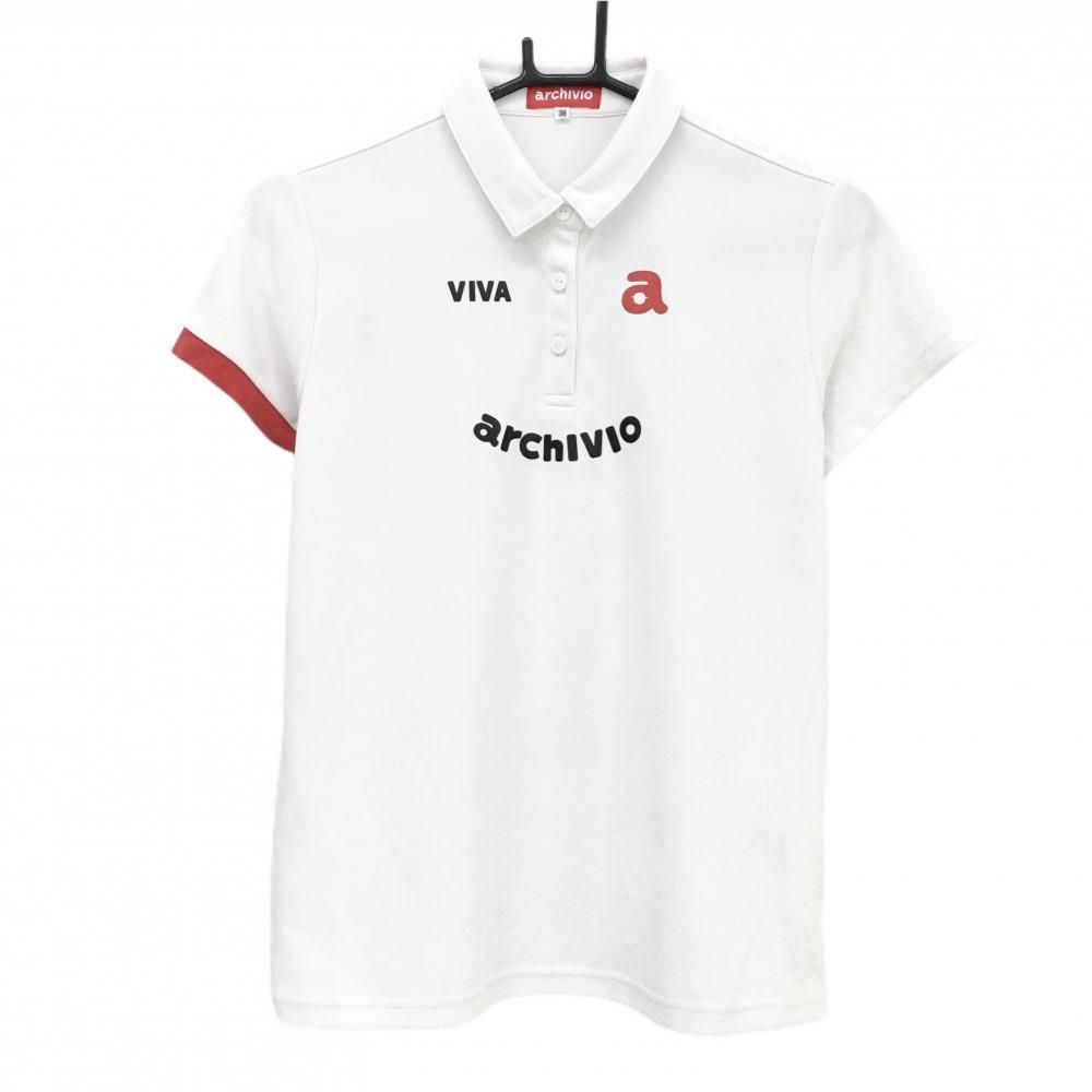 アルチビオ 半袖ポロシャツ 白 右袖口レッド レディース 38(M) ゴルフ