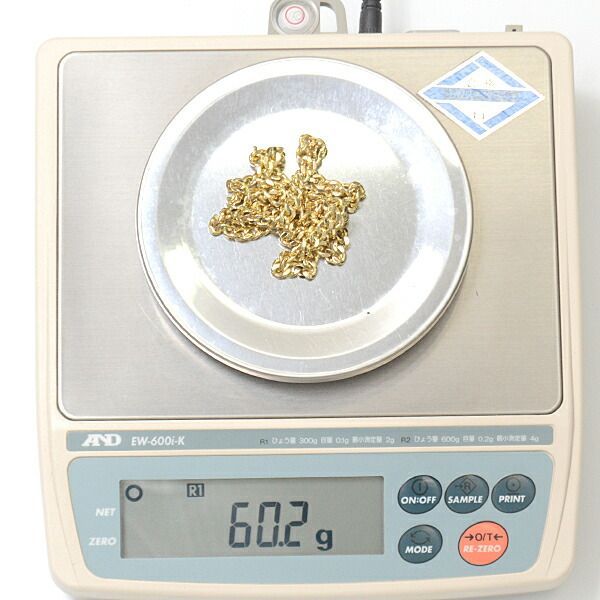 喜平 ネックレス K18 2面カット 60g 60cm 造幣局検定刻印入 メンズ 