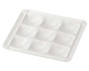 ヌ715-108 TA 耐熱30 cm角渕付9点プレート 白クリヤー