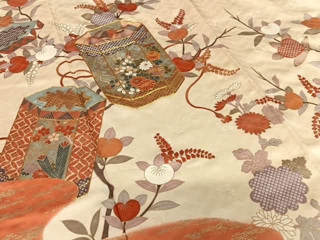 平和屋着物○十日町老舗ブランド 吉澤友禅 吾妻徳穂 振袖 駒刺繍 貝桶