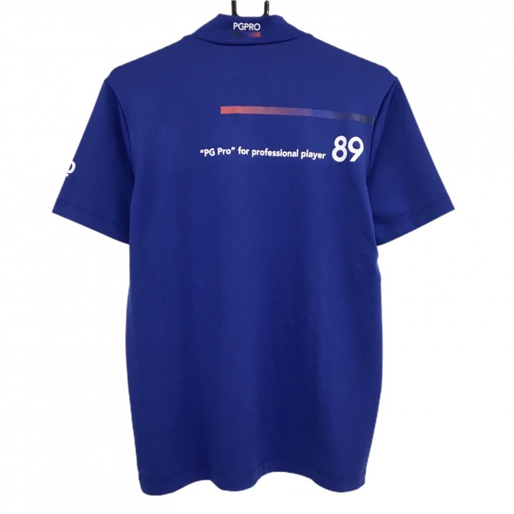 【未使用品】パーリーゲイツ♡ ハイネック半袖シャツ 超美品】パーリーゲイツ 半袖ハイネックシャツ ブルー×白 フロントロゴ