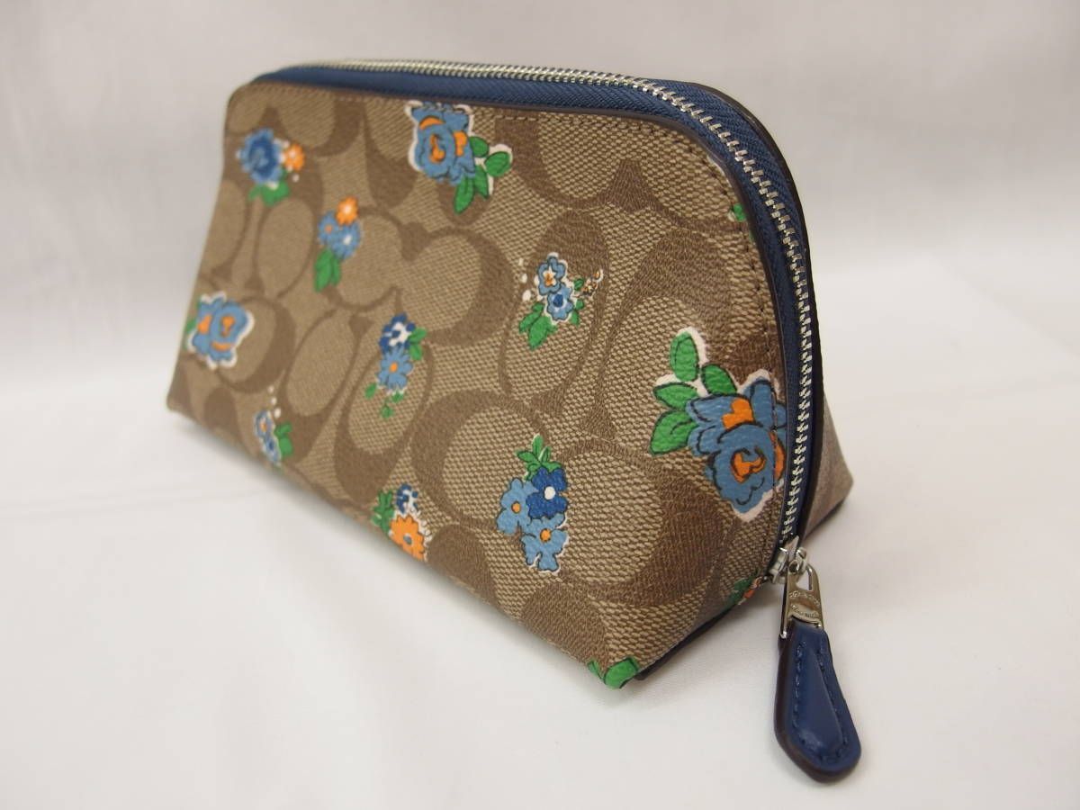 COACH コーチ　アクセサリーポーチ ベージュ　シグネチャー　6348 極美品 COACH アクセサリーポーチ ベージュ シグネチャー 6348