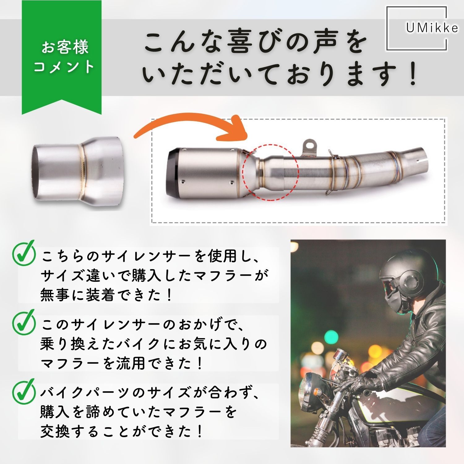 バイク マフラージョイント 差込径 変換アダプター エキパイ 中間