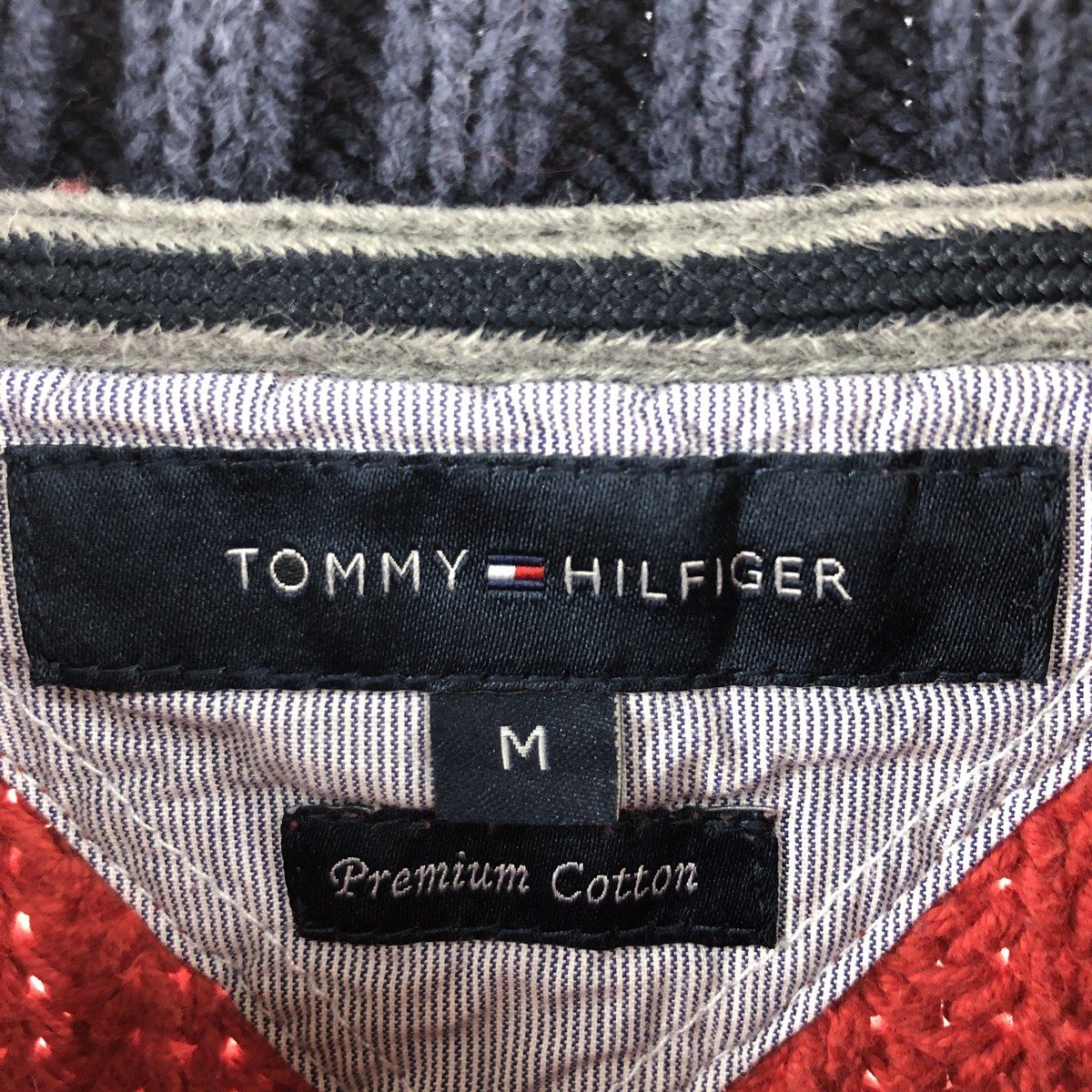 古着 トミーヒルフィガー TOMMY HILFIGER ボーダー柄 コットンニット