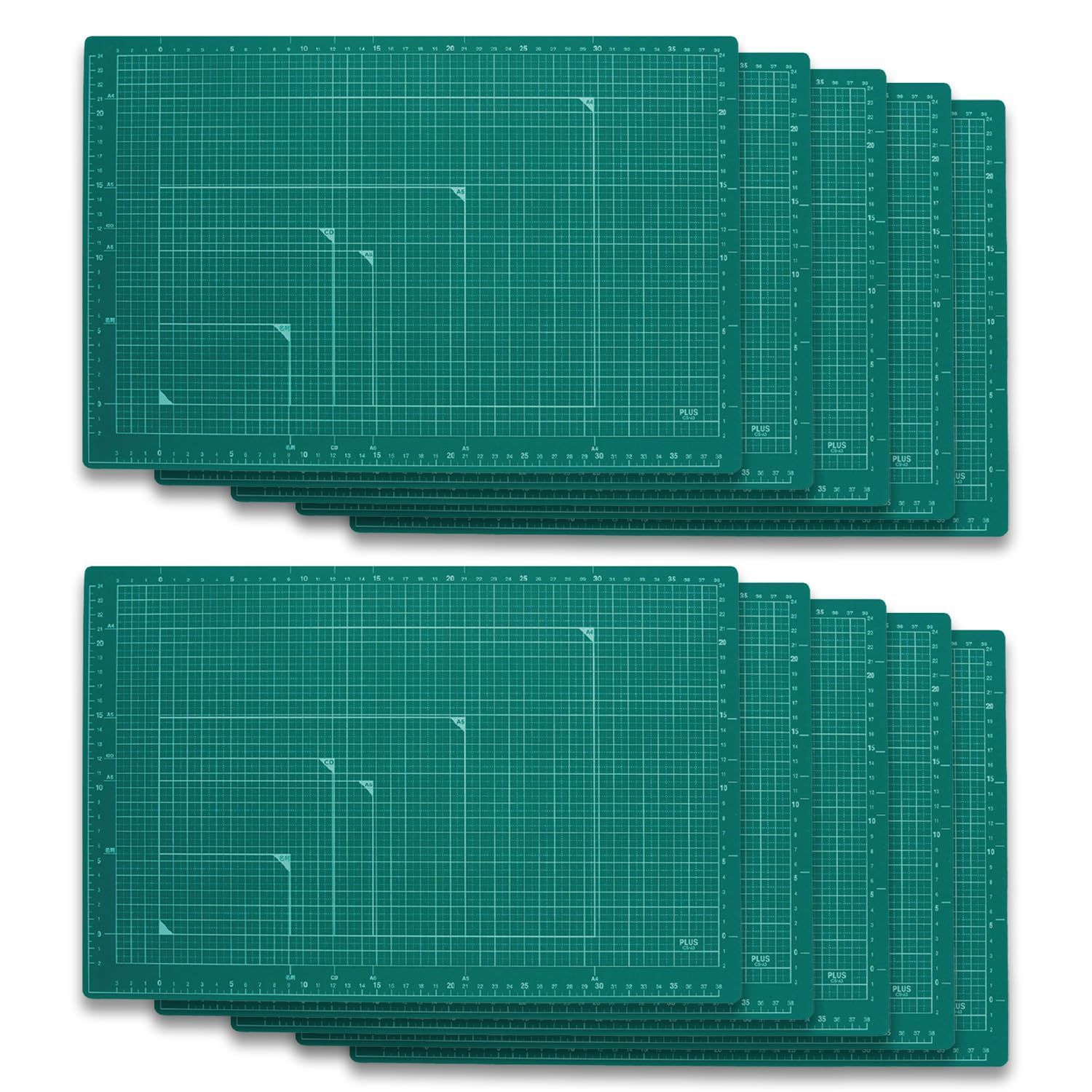 両面 A3 カッティングマット 300×450mm グリーン カッターマット 10枚セット CS-A3 プラス 48-584 ×10
