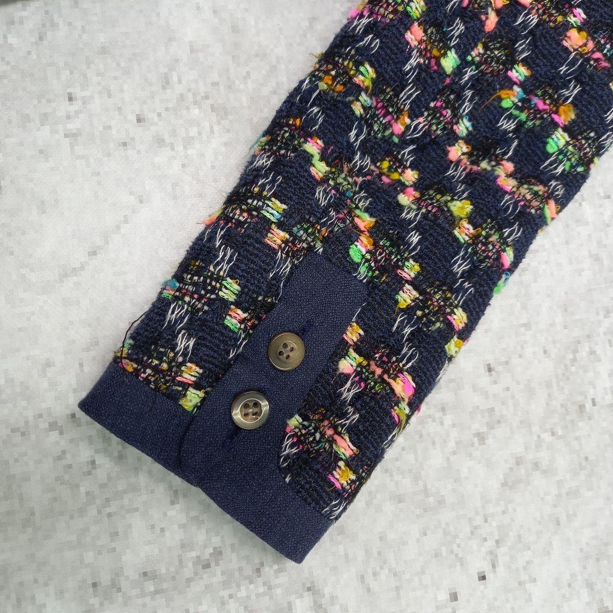 シンゾーン マイダルタニアン　ツイード ノーカラー ジャケット ネイビー shinzone my D'artagnan シンゾーン マイダルタニアン ツイード