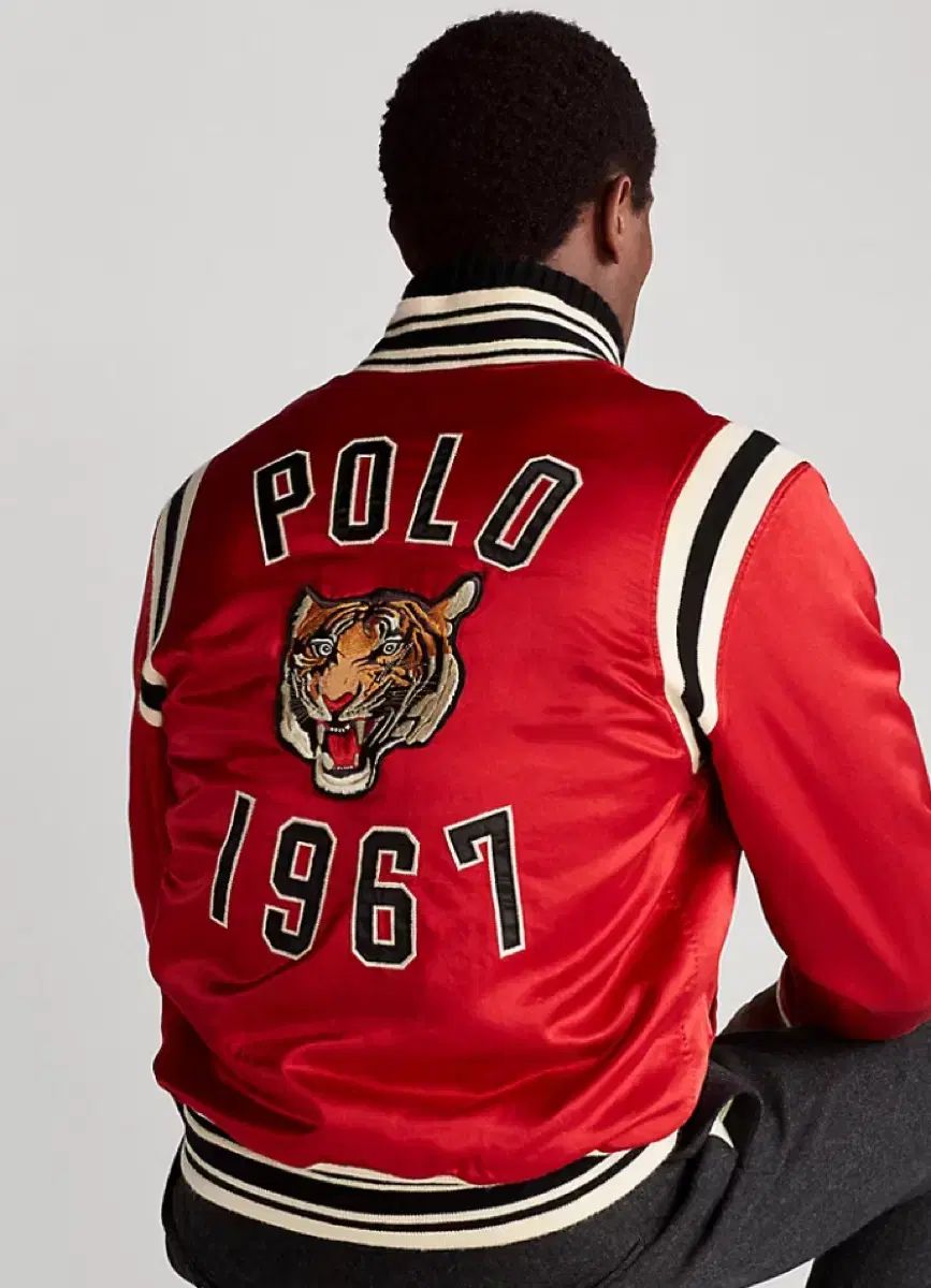 ポロ タイガー 虎 スタジャン ジャケット レッドサテン Lサイズ 류준열