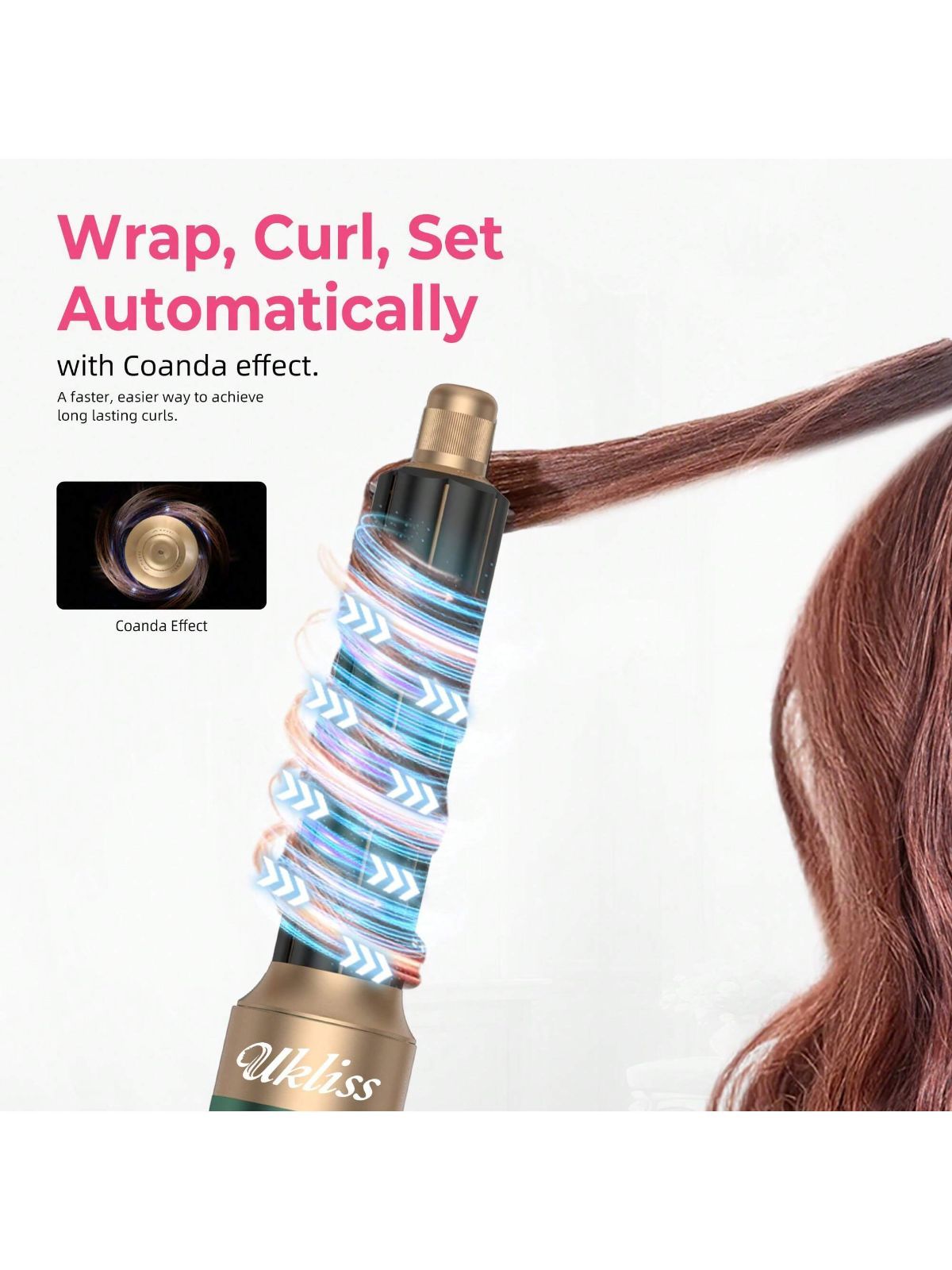 丈夫な 7-in-1 オートカーリング ホットエアースタイラー - 110 000 RPMブラシレスモーター | サロン品質のカール|ストレート プライムデー-夏の必需品ギフトセット すべての髪質に対応するトラベル対応 グリーン|ブルー