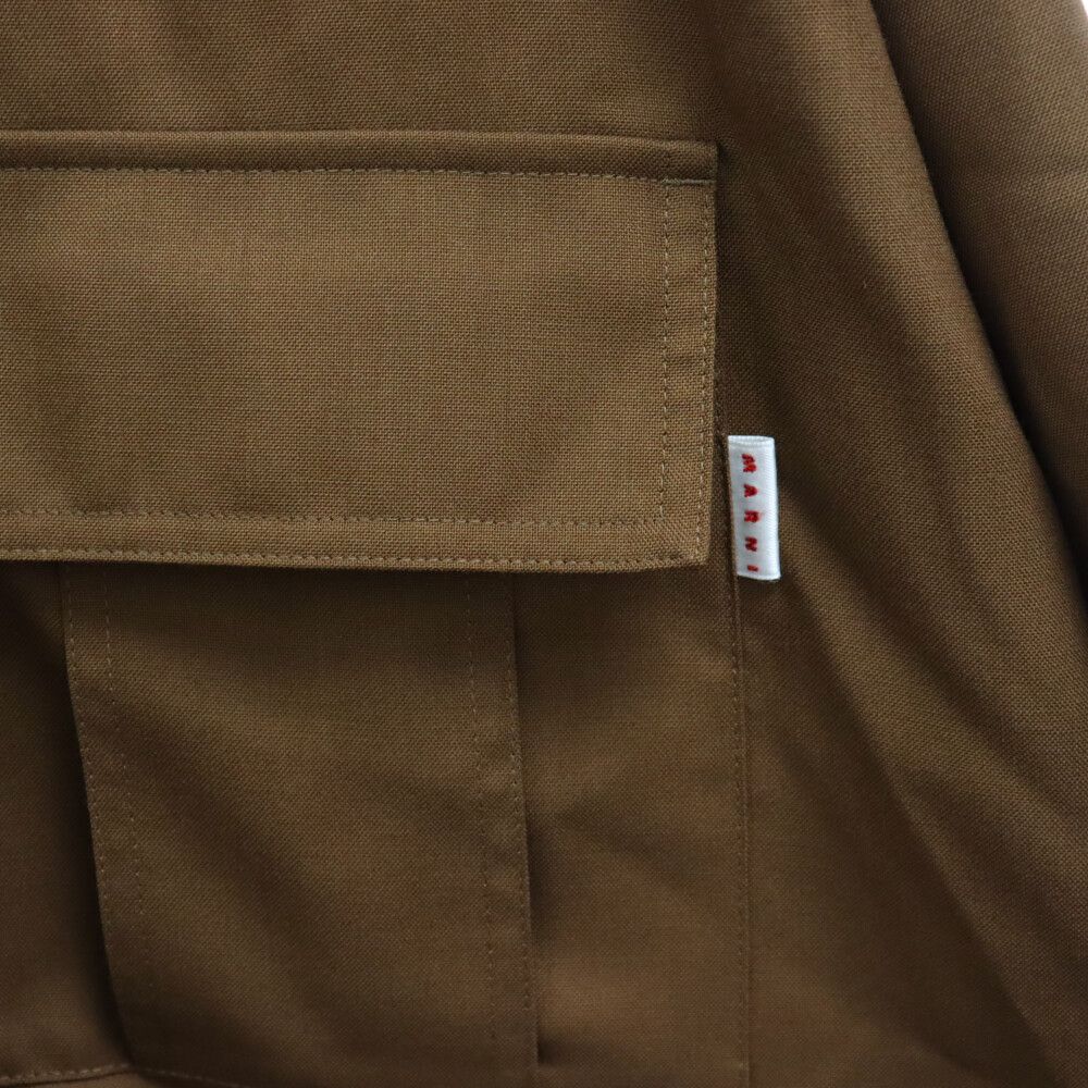 MARNI (マルニ) 21SS トロピカルウールミリタリー 半袖シャツ ブラウン 