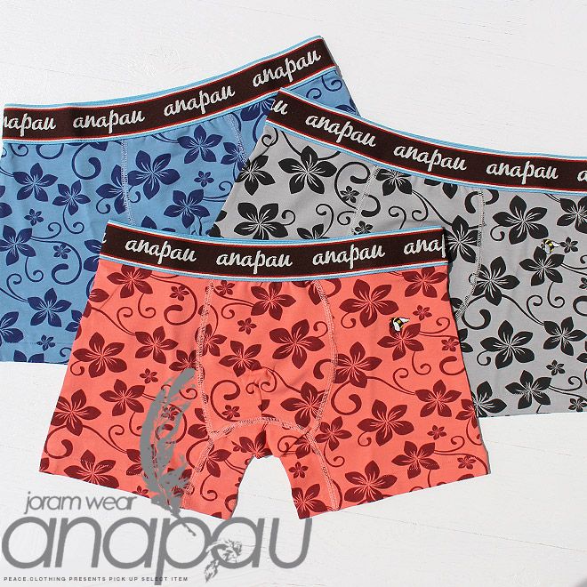 【anapau】アナパウ ハニー フラワー 柄 ボクサーパンツブリーフ 花柄 花 蜂 (Ｓサイズ女性または細身の男性向き)【下着/メンズ/レディース】【メール便 可】【S/S】【A/W】殿堂 グレー M