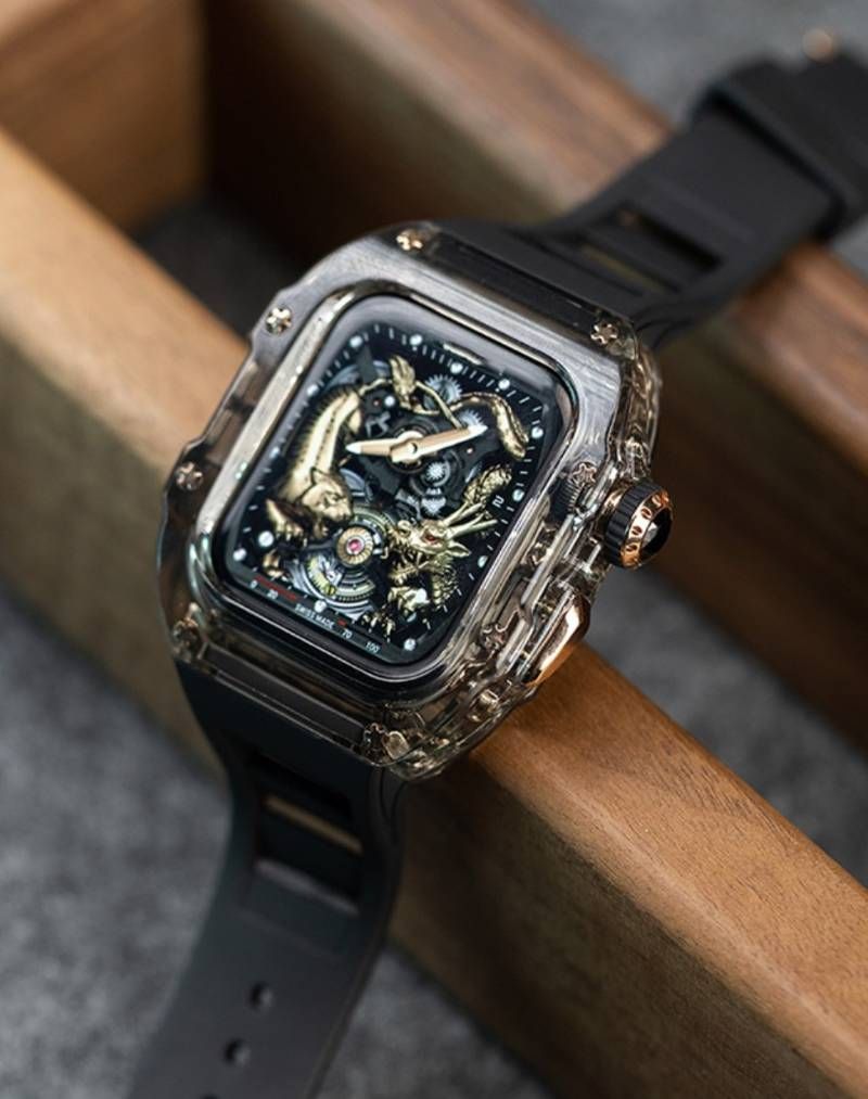 ブラックローズ AppleWatchカバーケース 脱着 簡単 保護 カスタム ベルト ラバー バンド 49ｍｍ Ultra ウルトラ アップルウォッチ対応