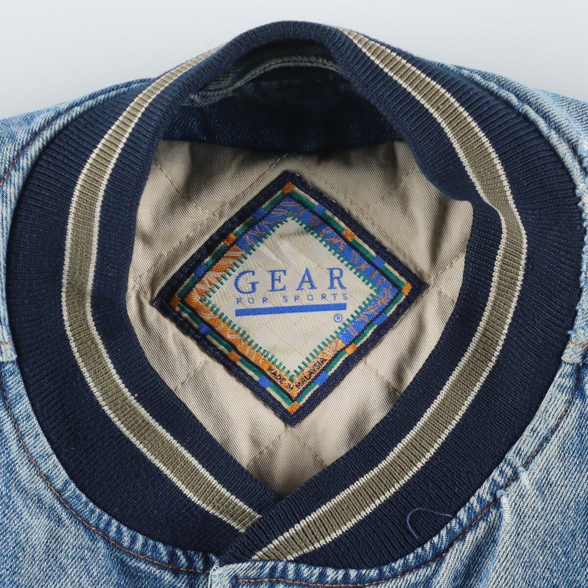古着 GEAR デニムスタジャン バーシティジャケット メンズXL/eaa335206 