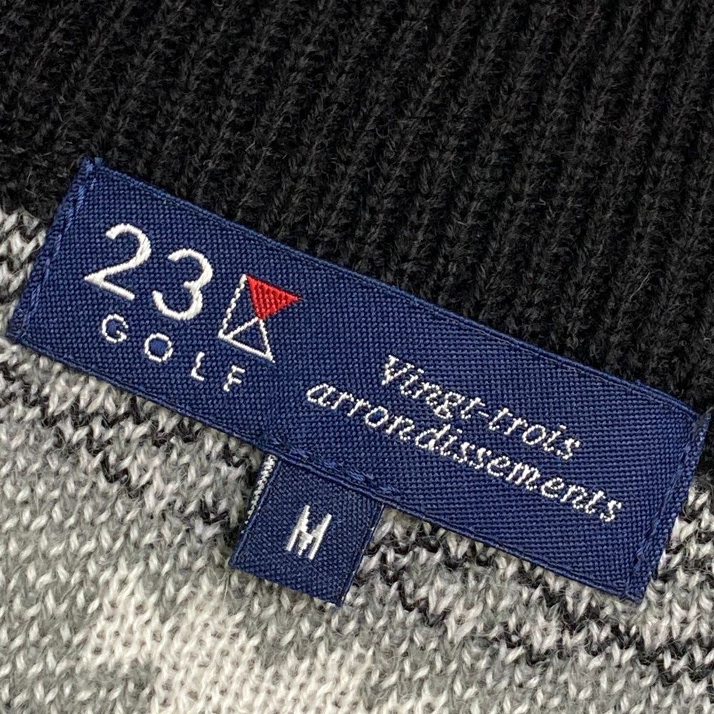 サイズ：M 23区GOLF ニジュウサンクゴルフ  ハーフジップ ウール混 ニットセーター 総柄 グレー系 [240101470483] ゴルフウェア メンズ ストスト サイズ：M 23区GOLF ニジュウサンクゴルフ ハーフジップ ウール