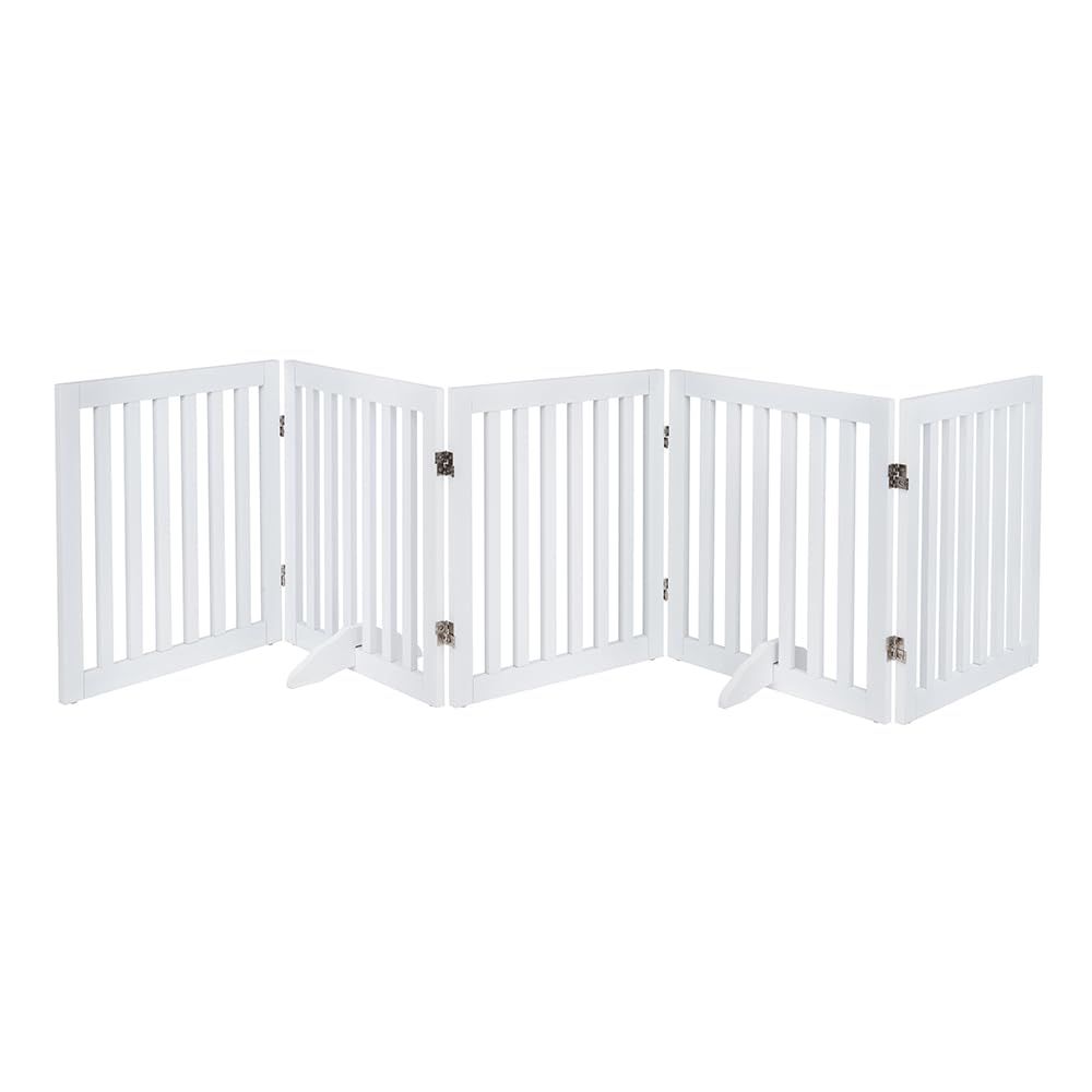 特別価格　unipaws 木製犬用ゲート、折り式バリア、ペット用家具フェンス 、白い