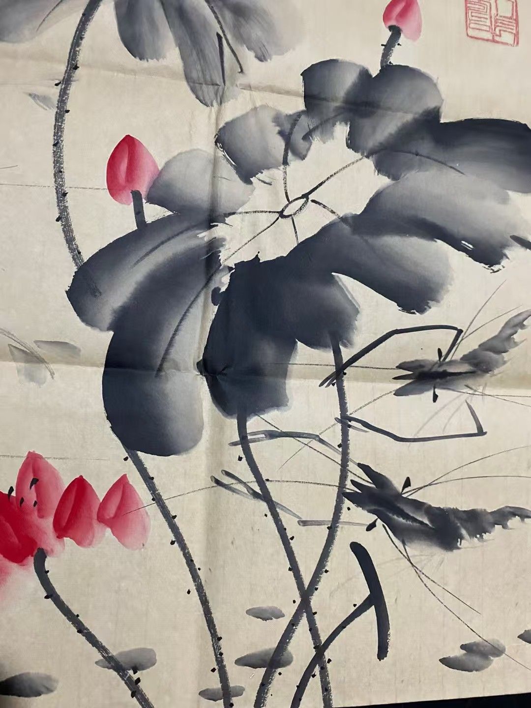 中国古美術. 旧蔵.齊白石款.手描き.蝦趣圖.書道品.宣紙水墨畫.賞